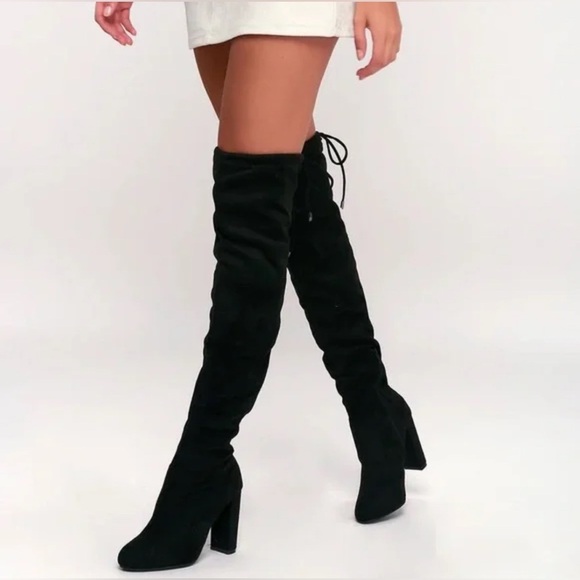 Lulus Shoes - Lulus Black Over-the-Knee Women's Suede Boots.     Size-7.5  Glam Bombshell